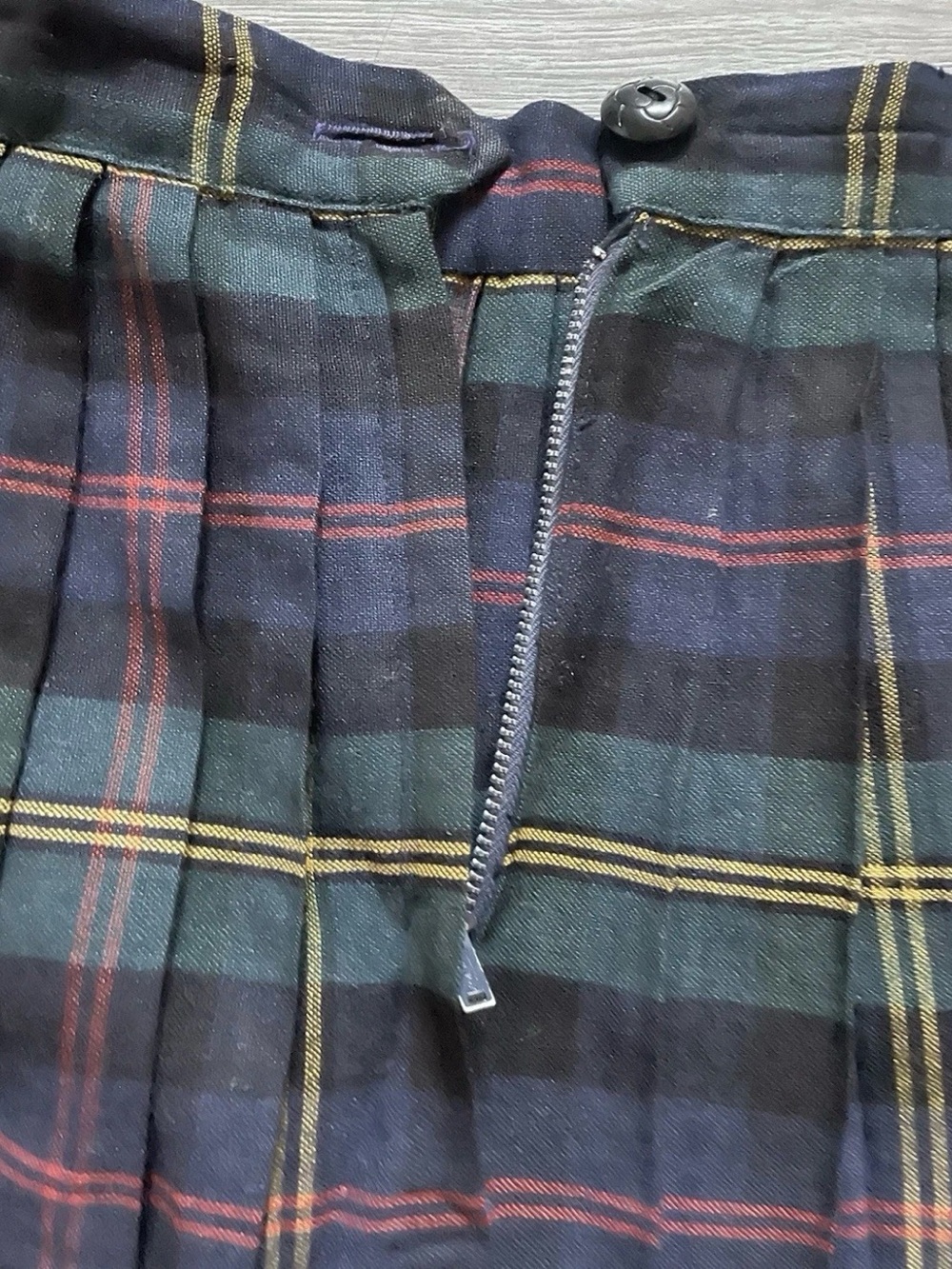 Rare Glen of Michigan Pleated Plaid Skirt Blue Green Red Bill Atkinson Era Vtg - Picture 7 of 10